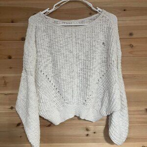 Anthropology White Cropped Knit Sweater